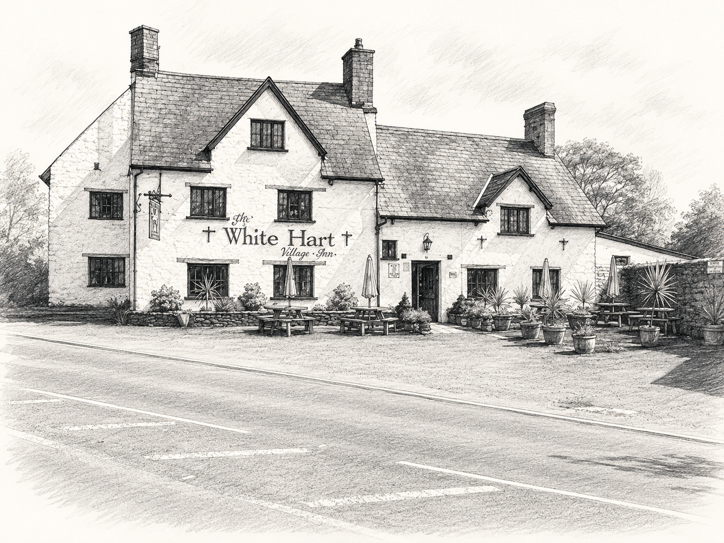 Sketch of the WhiteHart Llangybi